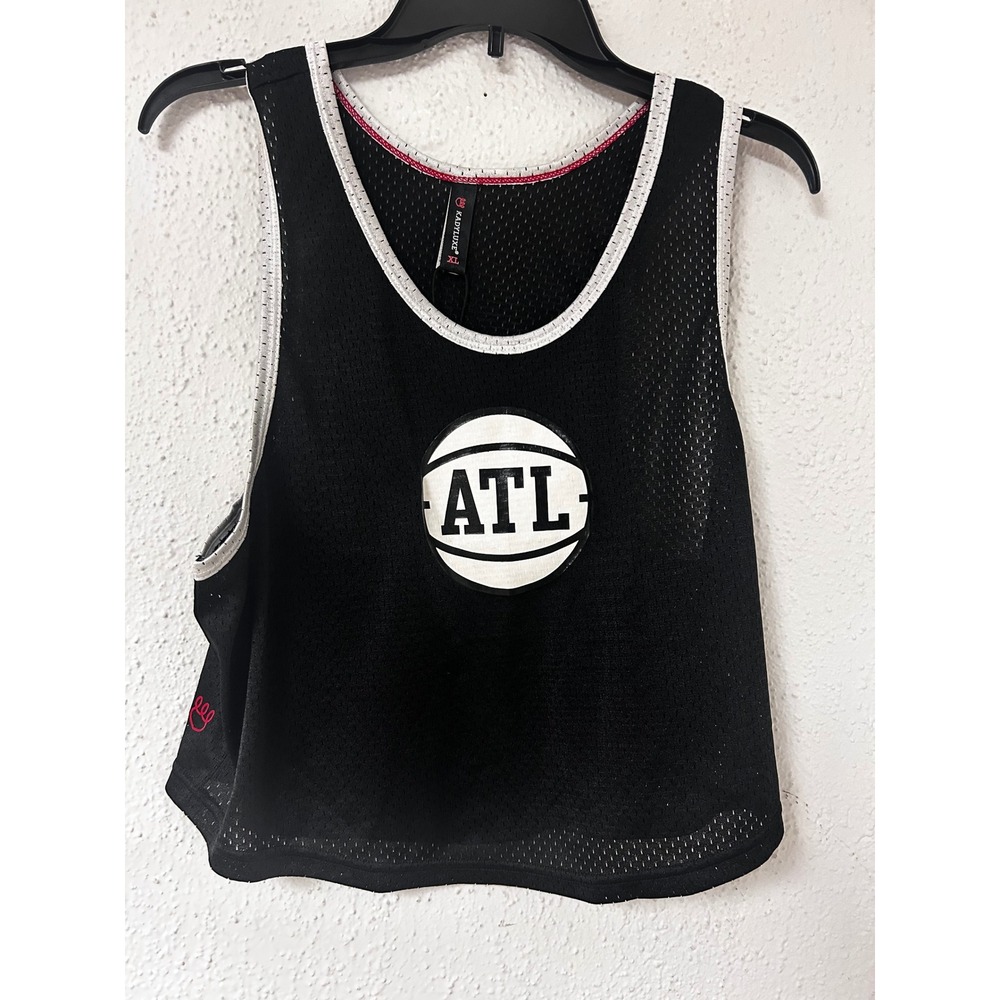 Kadyluxe ATL Basketball Game Day Crop Jersey Black Mesh Tank Top Juniors XL NWT